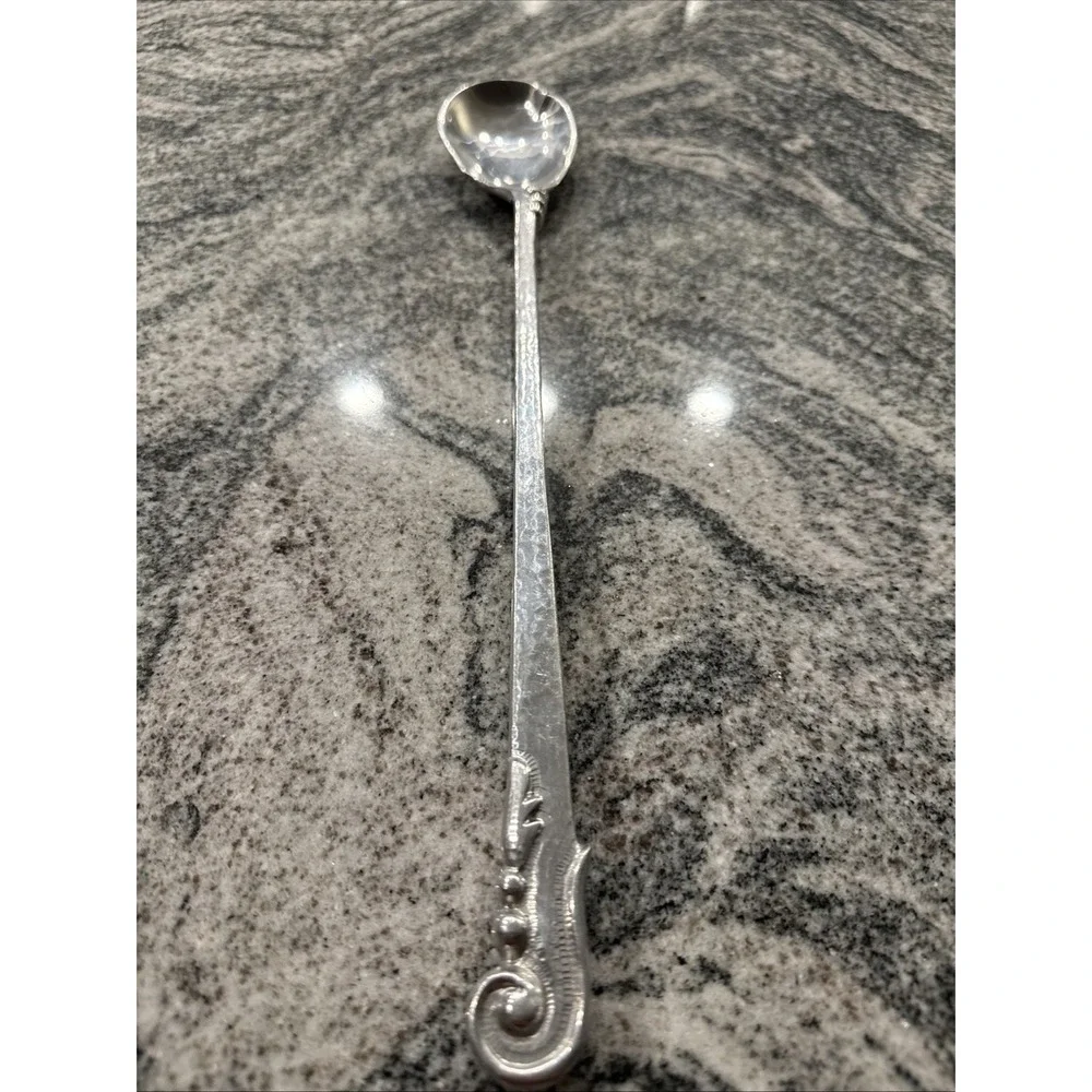 VINTAGE Cellini Craft Argental HAMMERED ALUMINUM SERVING SPOON 14.5